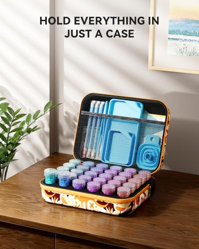 ARTDOT 30 Slots Storage Container for Diamond Art Kits for Adults,Portable Bead Storage Boxes for Diamond Painting Accessories and Tools - color: Orange, size: Small