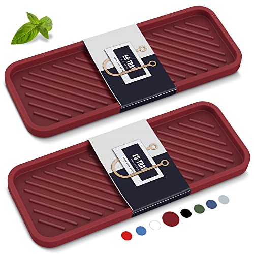EG-SIPRO Kitchen Sink Organizer Tray,Sponge Holder for Kitchen Sink Bathroom Counter Tray Sponge Caddy Silicone Soap Holder for Soap dispenser, Bottle, Dishwashing Accessories(2-pack) - color: Ruru, size: 9×3.7inch