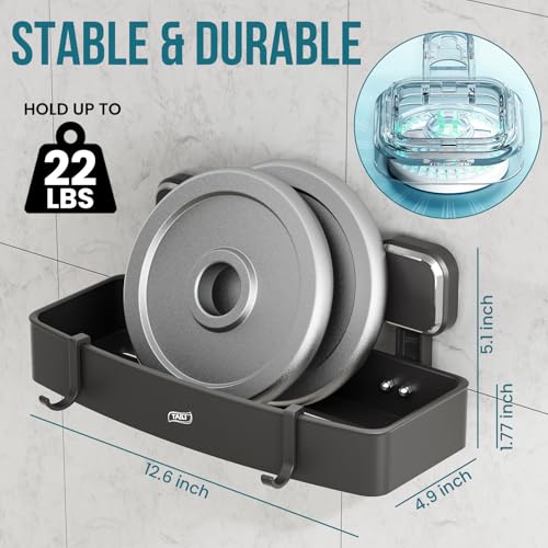 TAILI Shower Caddy Suction Cup, Heavy Duty Shower Organizer for Bathroom, Removable Shelves for Inside Shower, Wall Mounted Aluminum Storage for Bathroom Holder, Dark Gray - style: 1 × Dark Grey