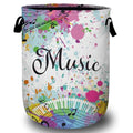 Music Guitar Laundry Basket, Laundry Hamper Collapsible Oxford Cloth with Handle Clothes Toy Storage Bin for Bathroom Laundry Room Bedroom 15.7 X 20 Inch - color: I Love Music Guitar
