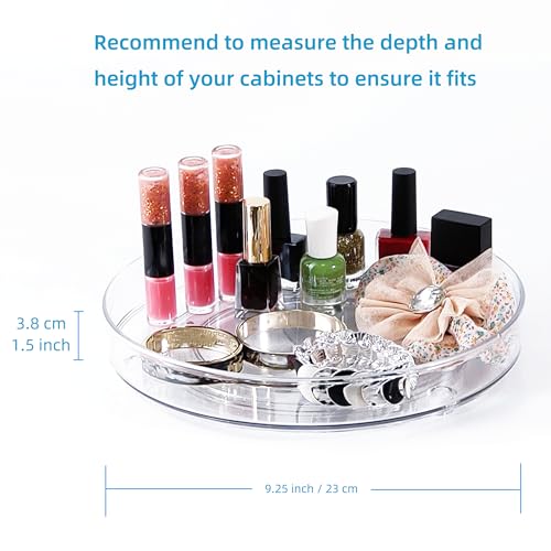 4 Pack Lazy Susan 9.2" Inch Turntable Organizer Pantry Organization and Storage Container Bins Spice Rack Cabinet Rotating Condiment for Pantry Kitchen Vanity Bathroom Jewelry Holder Clear - size: 9.25 inch 4Pack