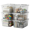 WYT 6-Pack Clear Plastic Storage Bins with Lids, 8 Quart Organizer Container Box with Latch Buckles