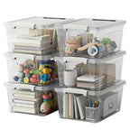 WYT 6-Pack Clear Plastic Storage Bins with Lids, 8 Quart Organizer Container Box with Latch Buckles