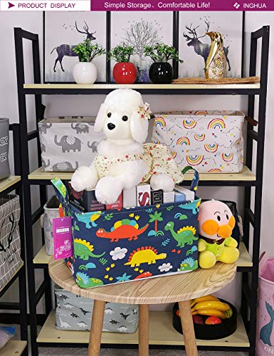 Rectangular Storage Basket Fabric Organizer Bin for Toys,Books,Clothes,Gifts,Pets-Perfect for Home,Office,Nursery,Dorm,Shelf(Rec Forest Dinosaurs) - color: Rec Forest Dinosaurs