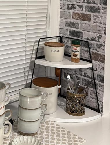 2 Tier Bathroom Counter Organizer,Standing Rack Cosmetic Holder,Wood Bathroom Organizer,Vanity Organizer Bathroom Counter Tray,for Bathroom,Bedroom (White) - color: White