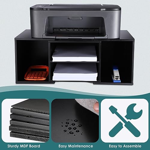 EMERIT Large Printer Stand, Adjustable Printer Table with Storage, 2-Tier Printer Riser Desktop Paper Organizer Shelf for Home Office,23'' x12.3'' x 8.7'' (Black) - color: Black, size: X-Large