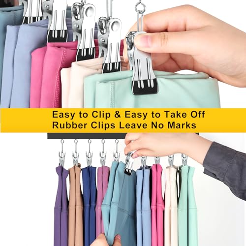 Legging Organizer for Closet, Pants Hangers with Clips Holds 20 Leggings, Jeans, Hats, Shorts, Socks, 360° Rotating Space Saving Hanging Clothes Organizer for Closet Organizers and Storage 4Pcs - color: Black, size: 4 Pack