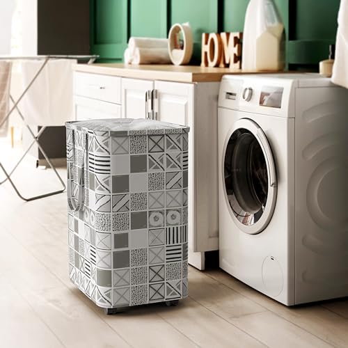 Simple Houseware Large 82L Laundry Basket with Wheels, Collapsible Waterproof Hamper with Handles and Mesh Cover, Geometric Gray - color: Gray