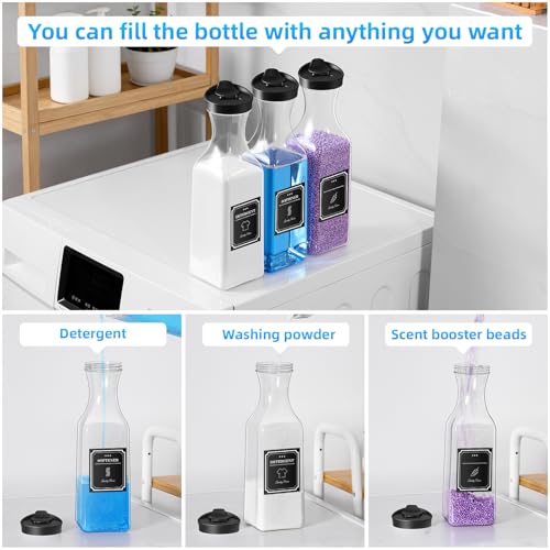 Laundry Detergent Dispenser,54oz Fabric Softener Dispenser,Plastic Liquid Laundry Detergent Container,Laundry Detergent Organizer for Laundry Room Organization with 4 Labels,3 Pack,Black - color: Black