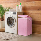 Simple Houseware Foldable Laundry Hamper Basket with Lid, Pink - color: Pink