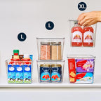 theaoo Clear Storage Bins with Lids Stackable - Large Plastic Containers for Pantry Organization and Storage - Perfect for kitchen,Fridge,Laundry Room,Bathroom,Garage,Closet,Cabinet Organizer - 8 Pack - size: Large (Pack of 8)
