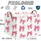 Rectangular Pink Girls basket,Delicate pink bow girls nursery laundry basket,Pink Laundry Hamper,kids waterproof collapsible canvas basket,Toy bins,Girls Room decor(Bowknots) - color: Bowknots