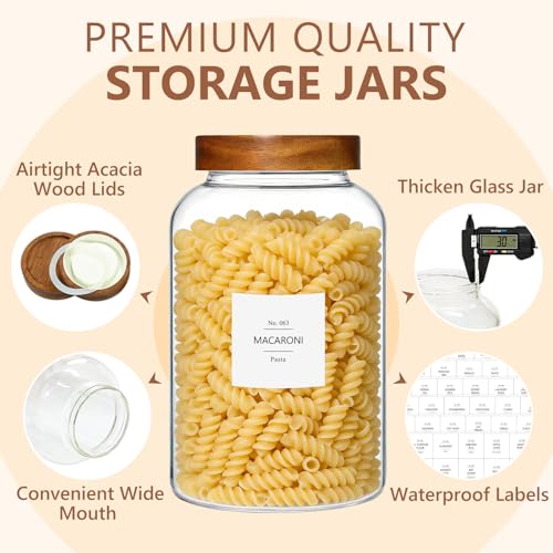 KEYWING 1 Gallon Large Glass Jars With Airtight Lid, 2Pcs Glass Food Storage Containers With Lids, Flour Rice Contianers for Pantry Kitchen Organization Egg Cookie Sugar Cereal (128 oz /3800ml) - size: 1 Gallon/ 128 Fl.oz