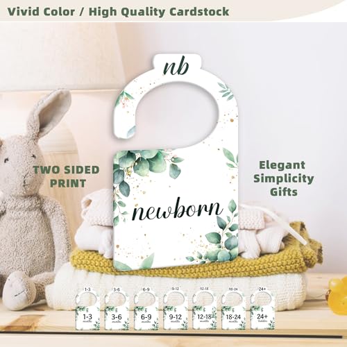 JMOST Eucalyptus Baby Closet Dividers for Nursery Closet Organizer, Newborn to 24 Months Size Clothes, Greenery Hangers with Size Dividers, Double Sided - color: Greenery