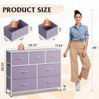 WLIVE 7 Drawer Dresser TV Stand, Entertainment Center, Media Console Table with Metal Frame and Wood Top for TV up to 45 inch, Chest of Drawers for Bedroom, Living Room, Purple - color: Purple