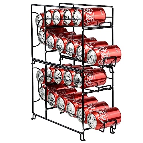 SUFAUY Beverage Can Dispneser Organizer, Stackable Shelves for Storage for Pantry, Black- 2 Pack - color: Black, size: 16.5"L X 5.8"D X 9.7"
