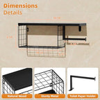 VITVITI Toilet Paper Holder with Shelf, Wall Mounted Toilet Paper Storage Basket, Wood Metal Toilet Roll and Wipes Holder for Bathroom Farmhouse (Black) - color: Black
