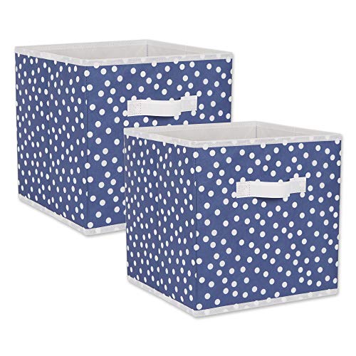 DII Non Woven Polyester Storage Bin, Polka Dot, French Blue & White, Small Set of 2 - color: French Blue & White, size: Small Set of 2, 11x11x11" Cube