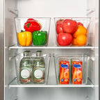 Vtopmart Clear Plastic Storage Bins, 6 PCS Pantry Organizer Bins with Handle for Refrigerator, Fridge, Cabinet, Kitchen, Countertops, Cupboard, Freezer Organization and Storage, Large - size: L(11.2”L x 7.5”W x 6”H)