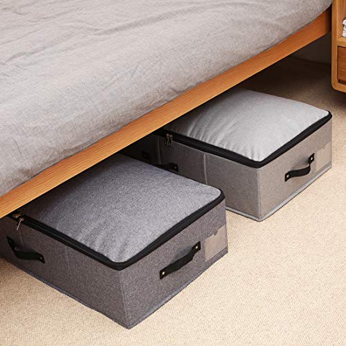 AMJ 29.5"*15"*7", Blanket, Duvets, Winter Clothes Storage Box for Under Bed, Top Wardrobe Organizer, Dark Gray - color: Dark Gray, size: 29.5 x 15 x 7“