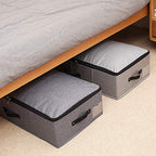 AMJ 29.5"*15"*7", Rigid Under Bed Garment Storage Bins, Folding & Washable, Soft Zip Lid, Black Gray - color: Black Gray, size: 29.5 x 15 x 7“