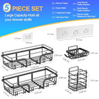 5 Pack Adhesive Shower Caddy, No Drilling Shower Shelves, Rustproof Stainless Steel Bath Shower Organizers, Large Capacity Shower Rack for Bathroom Storage & Home