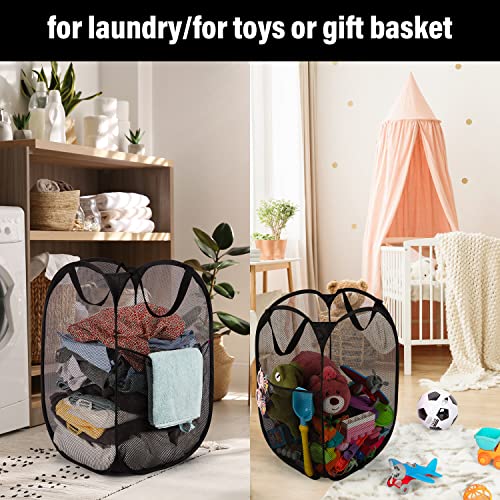 BATTOO Deluxe Strong Mesh Pop up Laundry Hamper Basket with Side Pocket for Laundry Room, Bathroom, Kids Room, College Dorm or Travel 3 Pack Black - color: Black, size: 3 pack