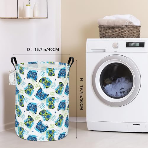 FANKANG Storage Basket, Nursery Hamper Canvas Laundry Basket Foldable with Waterproof PE Coating Large Storage Baskets for Kids Boys and Girls, Office, Bedroom, Clothes,Toys(Game) - color: Game