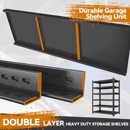 Heavy Duty Garage Shelving, 6-Tier Metal Storage Shelves, 3600LBS, 82" H Adjustable Industrial Rack, Steel Utility Shelf Unit for Warehouse, Garage, Basement, Kitchen, 40" W x 18" D x 82" H - size: 40"W x 18"D x 82"H
