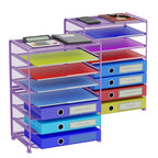 Simple Trending 2 Pack 8 Tier Letter Tray Paper - Mesh Desk File Organizer for Office School Desktop, Violet - color: 2 Pack 8 Tier Violet-Mesh Desk