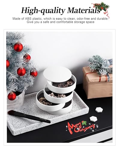 Jewelry Organizer, Small Jewelry Storage Box Earring Holder for Women, 5-Layer Rotating Travel Jewelry Tray Case with Lid - color: Black