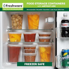 Freshware Food Storage Containers [50 Set] 8 oz Plastic Deli Containers with Lids, Slime, Soup, Meal Prep Containers, BPA Free, Stackable, Leakproof, Microwave, Dishwasher and Freezer Safe - size: 8 oz, 50-Pack