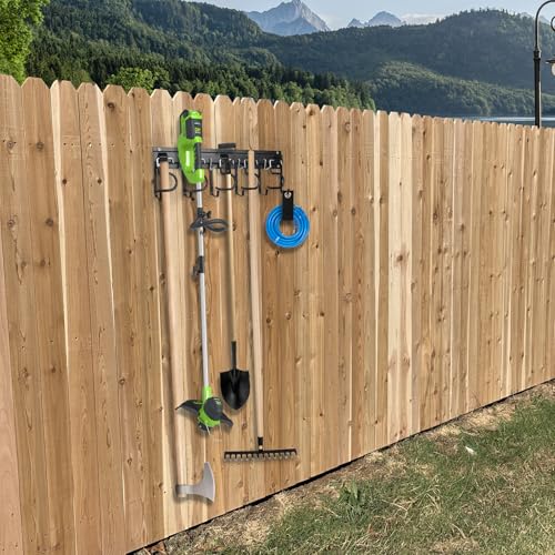 LEYU Metal Garage Tool Organizer Wall Mount, 4 Pack Garden Tool Organizer With Extension Cord Straps, Garage Organization Hooks and Hangers for Shed, Yard Storage, Wall Holder for Hanging Broom Mop - size: 4 Pack