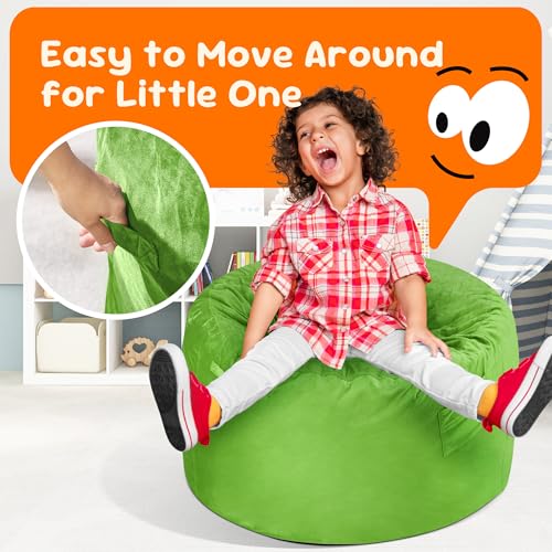 Hobestluk Bean Bag Chairs 2.5FT Bean Bag Chair with Memory Foam Filled & Machine Washable Cover,Beanbag Chair, Small Bean Bag Chairs for Playroom, Living Room, Bedroom - color: Lime, size: 2.5FT - 28.5" x 28.5" x 17.8"