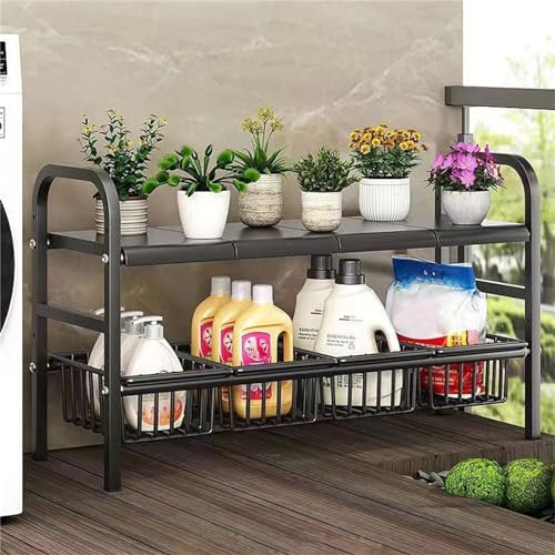 Under Sink Organizers, 2 Tier Stretchable Cabinet Shelf Organizer with 4 Removable Panels and 4 Under Shelf Basket for Under Bathroom Storage,Under Cabinet Shelves,kitchen Sink Storage Rack (black) - color: Black