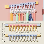 OULIGET Utility Slide Rail Hook,Under Cabinet Kitchen No Punching Hooks for Hanging Utensil,Bathroom Bedroom Office Wall Door Rack with 10 Hooks,2Pieces - color: Blue Pink