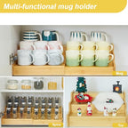 Hongtamoya 3-Tier Expandable Bamboo Mug Holder For Countertop Coffee Cup Holder Display Mug Organizer Mug Rack for Coffee Bar Organizer Mug Shelf for Cabinet for Kitchen, Home - size: (12.40~24.01'')L*10.62''W*4.33''H