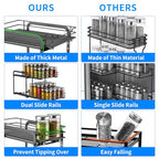 RCHYFEED Spice Organization for Cabinet, 2 Tier Pull Out Spice Rack for Seasoning Organizer, Height Adjustable Heavy Duty Metal Basket for Inside Cabinets & Pantry Closet(5.5" Wx10.5 Dx9.5 H) - size: 2 Tier-5.5''Wx10.5''Dx9.5''H