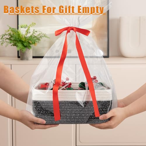 OIAHOMY 4 Pack Storage Baskets for Organizing, Small Bins for Shelves, Cute Decorative Storage Bins, Organizer Baskets for Gifts Empty, 11.8''Lx7.8''Wx4.7''H, Black/White - color: Black/White, size: 11.8"*7.8"*4.7"