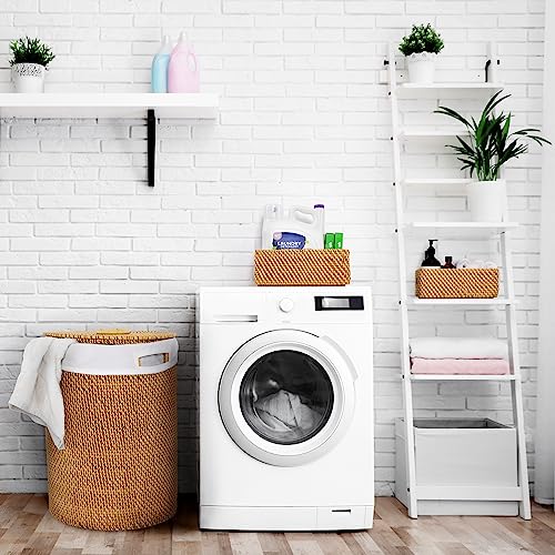 Seville Classics Premium Natural Handwoven Portable Laundry Bin Basket with Carrying Handles - color: Natural Water Hyacinth, size: Rectangular Hamper