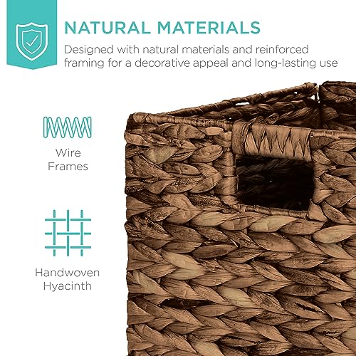 Best Choice Products 13x13in Pack of 5 Cube Storage Baskets, Water Hyacinth Multipurpose Collapsible Organizers, Handwoven Laundry Totes for Laundry, Living Room, Kids Room & Nursery - Brown - color: Brown, size: 13x13in
