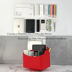 UnionBasic Rotating Desk Organizer, 360 Desk Spinning Caddy, Desktop TV Guide/Mail/Media/Remote Controller Holder Organizer, Red - color: Red