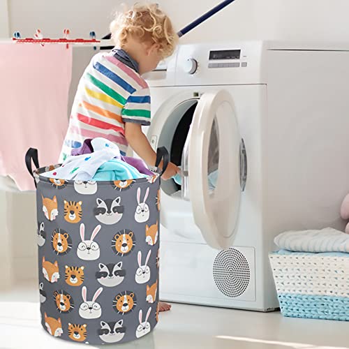 CLOCOR Kids Laundry Basket,Collapsible Fabric Storage Container,Baby Nursery Hamper for Boys,Kids Toys Bucket,Room Decor,Gift Basket(Animal Heads) - color: Animal Heads