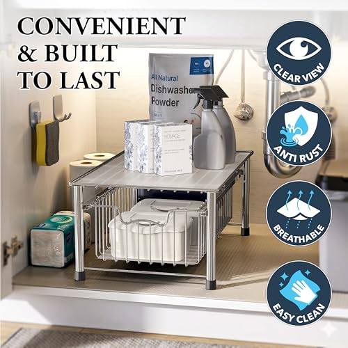 Simple Houseware Stackable Basket Drawer, Chrome - color: Chrome, size: 1-tier