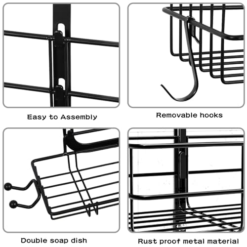 anyshwu Shower Caddy Hanging, White, Plastic, Unisex, 13 Inches Deep x 6 Inches Wide x 4 Inches High, Hanging Mount, Quick Dry, For Showers - size: Bathroom Organizer 2