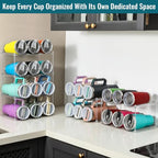 Design for Stanley 40 OZ & Large Bottles & Tumblers with Handle, Acrylic Water Bottle Organizer - Stackable Clear Wine Rack, Cup Holder for Home Kitchen Pantry Shelf Countertop Cabinet, 2 Tier Hold 6 - size: 2 Tier for 6