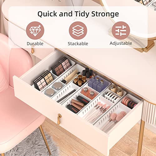 6 PCS Desk Drawer Organizer, Bathroom Drawer Organizer Trays with Dividers Adjustable, Makeup Organizer Bins for Vanity Clothes Junk Kitchen Utensil - style: Organize