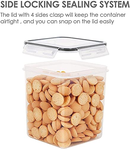 Vtopmart Food Storage Containers 2.5L / 84.5oz, 4 Pieces BPA Free Plastic Airtight Canister for Flour, Sugar, Baking Supplies, with 4 Measuring Cups and 24 Labels, Black - color: Black, size: 2.5L