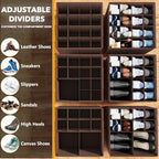 SpaceAid Shoe Organizer for Closet, 2 Pack Foldable Shoe Storage Containers Baskets Boxes Bins w/Adjustable Dividers, Fits 16-32 Pairs, Brown - color: Brown