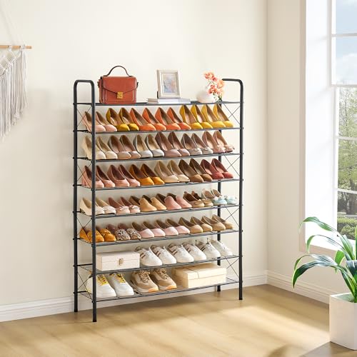 Hoctieon 8 Tier Shoe Rack for Closet, Durable Mesh Style Shoe Rack, Entryway Shoe Shelf, Shoe Storage Organizer for Hallway, Bedroom, Living Room, Wardrobe, Black - color: Black, size: 8 Tier